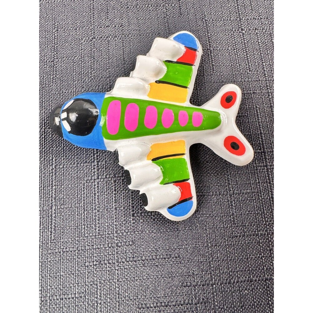 Airplane Brooch Lunch at the Ritz Style Artisan Aviation Retro Pop Art Pin
